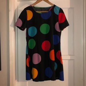 Polka dot mini shift dress.